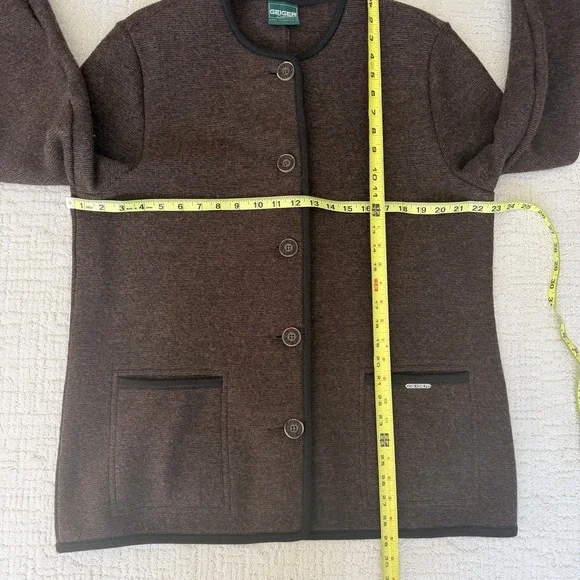 Geiger Brown 100% Wool Cardigan Coat Women's Size 44 US 12-14 Made in Austria